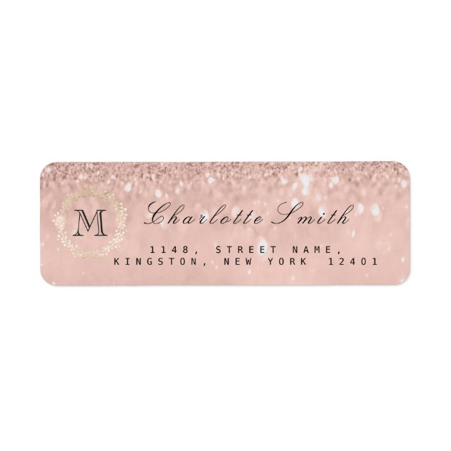 Monogram Silver Glitter Skinny RSVP Bridal Wedding Label (Front)