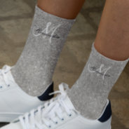 Monogram Silver Glitter Sparkle Personalized Socks at Zazzle