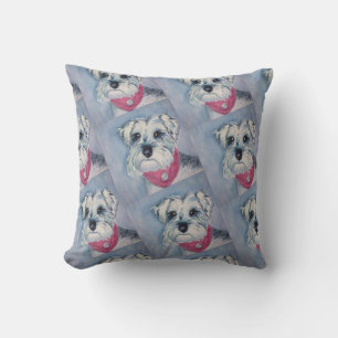 MONOGRAM SILVER GREY SWEET SCHNAUZER THROW PILLOW