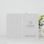 Monogram Silver Laurel Wreath Grey Leather Bi-Fold (Standing Front)