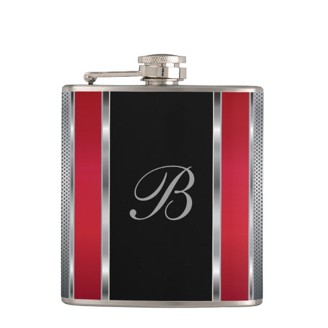 Monogram Silver Mesh and Red Flask (Front)