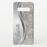 Monogram Silver Metal Glitter look Bling Samsung Galaxy S10  Case<br><div class="desc">The design is a photo and the cases are not made with actual glitter, sequins, metals or woods. This design is also available on other phone models. Choose Device Type to see other iPhone, Samsung Galaxy or Google cases. Some styles may be changed by selecting Style if that is an...</div>