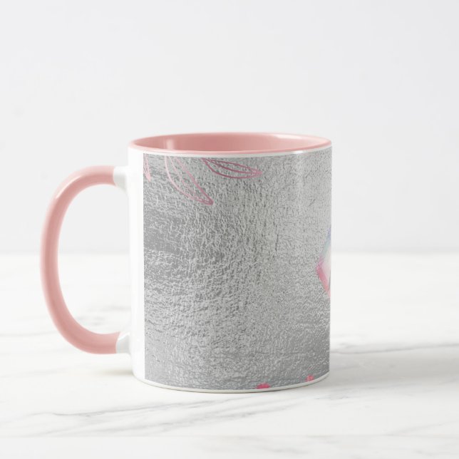 Monogram Silver Navy Rosegold Girly Newlyweds Gift Mug (Left)