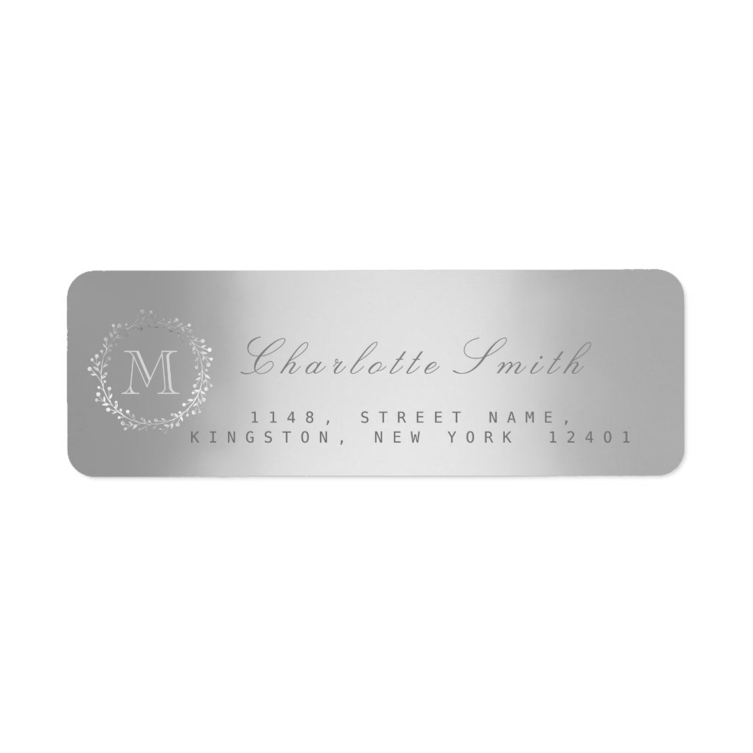 Monogram Silver Return Address Labels 