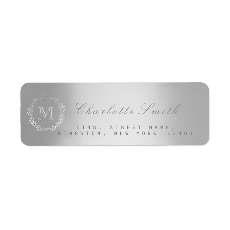 Monogram Silver Return Address Labels | Zazzle