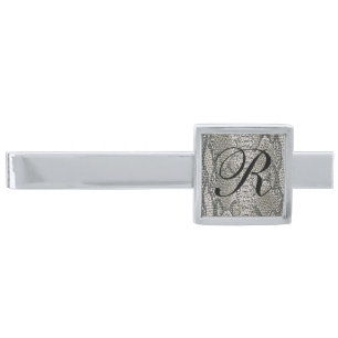 Monogram Silver Snake Skin Tie Bar