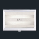 Monogram Silver Striped Modern Stylish Business Card Holder<br><div class="desc">Eye catching design featuring a chic neutral colored stripe design. NOTE: all textures (linen and silver foil are not real but images. A cool stylish business card ideal for many professions especially creative individuals in the music,  fashion,  interior design or entertainment industry.</div>