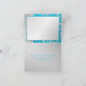 Monogram Silver, Turquoise Damask Thank You Card (Inside)