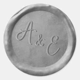 Monogram Silver Wax Seal Wedding Stickers