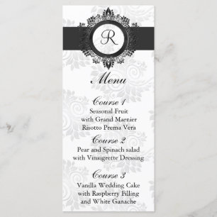 monogram silver wedding menu