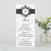 monogram silver wedding menu (Standing Front)