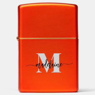 Monogram Silver White Black Red Personal Zippo Lighter