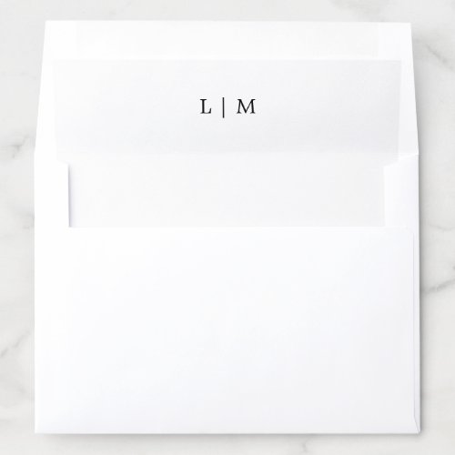 Monogram Simple Black and White Elegant Wedding Envelope Liner