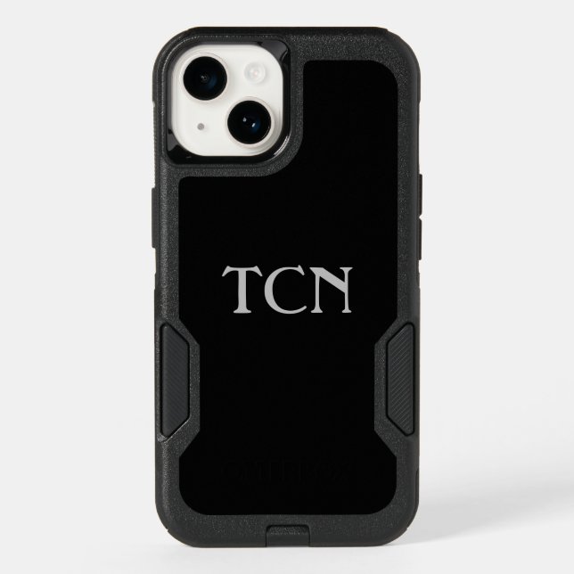 Monogram Simple Black Gray Minimalist Otterbox iPhone Case (Back)