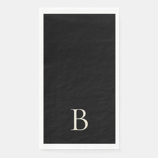 Monogram Simple Black Paper Napkin (Front)