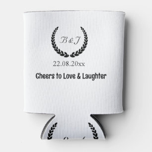 Monogram simple Black&white wedding favors guests Can Cooler