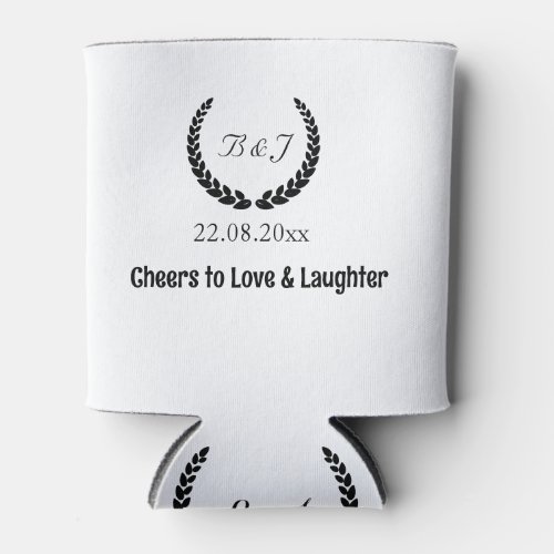 Monogram simple Blackwhite wedding favors guests  Can Cooler