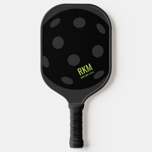 Monogram Simple Black Yellow Pickleball Paddle