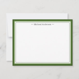 Monogram Simple Blue Border Classic Personalized N Note Card