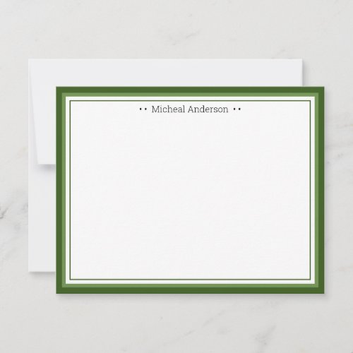 Monogram Simple Blue Border Classic Personalized N Note Card