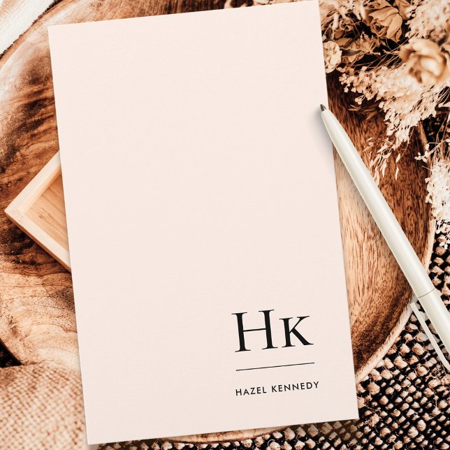 Monogram Simple Blush Monogrammed Personalized Stationery (Creator Uploaded)