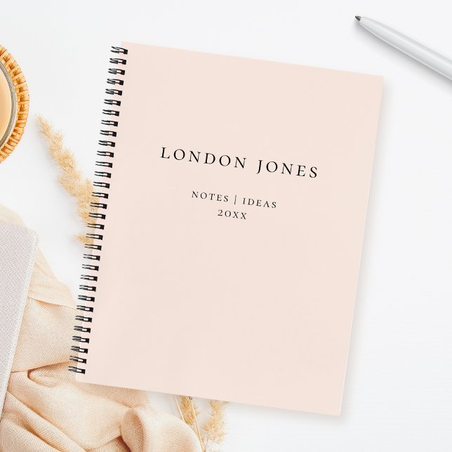Monogram Simple Blush Pink Personalized Name Notebook (Creator Uploaded)