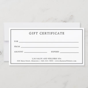 Monogram Simple Business Gift Certificate