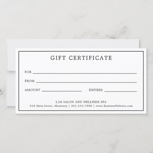 Monogram Simple Business Gift Certificate