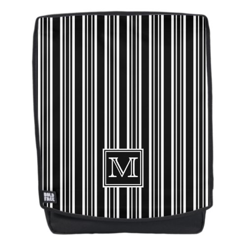 Monogram  Simple Elegant Black and White Stripes Backpack