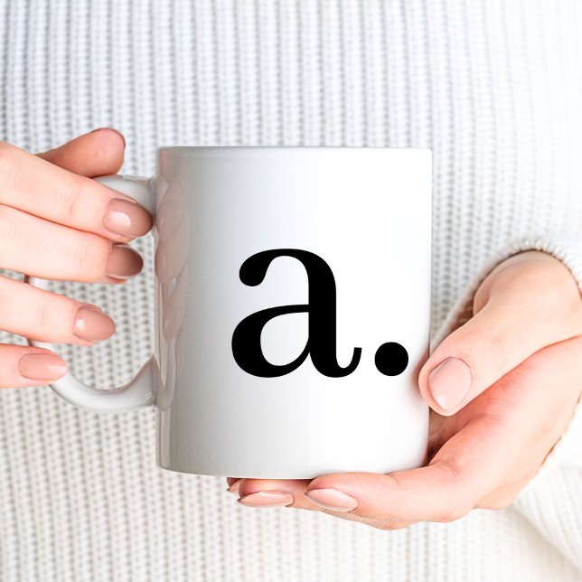 Monogram | Simple Elegant Black White Initial Name Coffee Mug (Creator Uploaded)