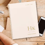 Monogram Simple Elegant Blush Gold Personalized Planner<br><div class="desc">Monogram Simple Elegant Blush Pink Gold Feminine Monogrammed Personalized Planner</div>