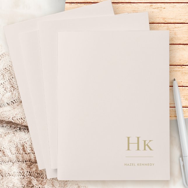 Monogram Simple Elegant Blush Gold Personalized Pocket Folder (Creator Uploaded)