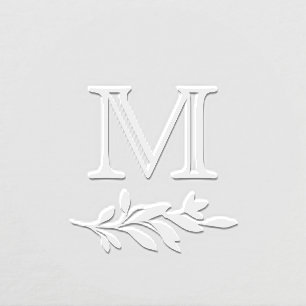 Monogram Simple Elegant Eucalyptus Leaves Embosser