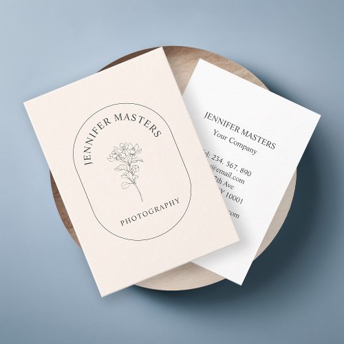 Monogram simple elegant floral business card