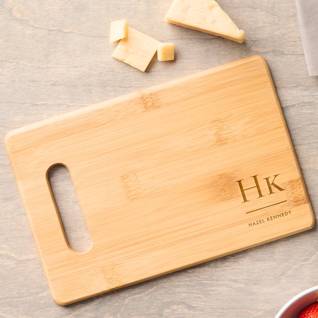 Monogram Simple Elegant Minimalist Classic Engraved Cutting Board (Creator Uploaded)