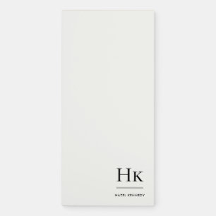 Monogram Simple Elegant Minimalist Classic Ivory Magnetic Notepad