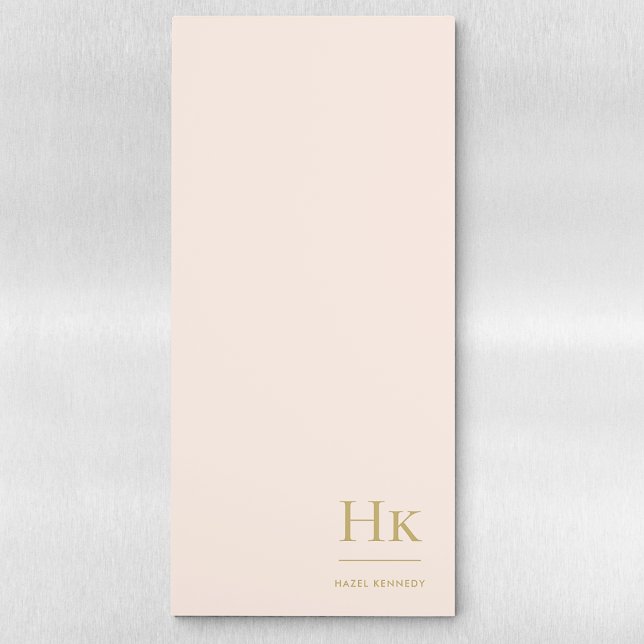 Monogram Simple Elegant Minimalist Feminine Blush Magnetic Notepad (Creator Uploaded)