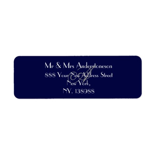 Monogram Simple Elegant Navy Blue Return Address  Label