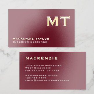 Monogram Simple Elegant Professional Foil Business Cards