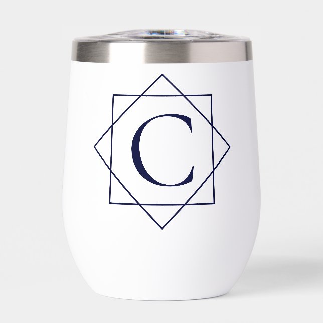 Monogram Simple Elegant Thermal Wine Tumbler (Front)