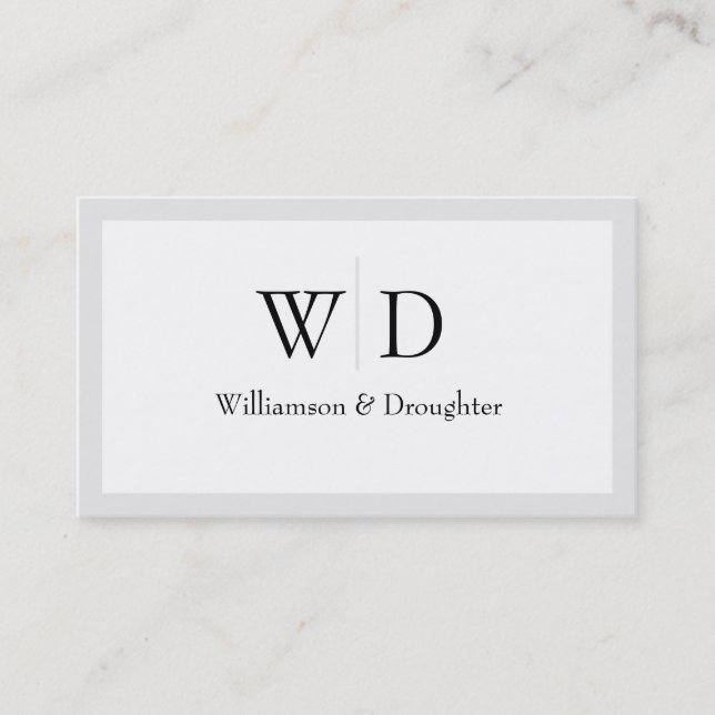 Monogram Simple Gray Business Card (Front)
