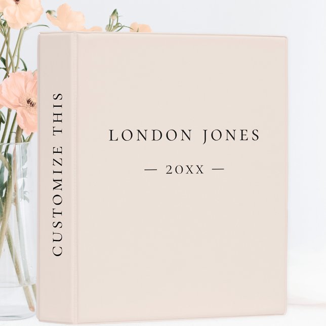 Monogram Simple Minimal Blush Pink Personalized Mini Binder (Creator Uploaded)