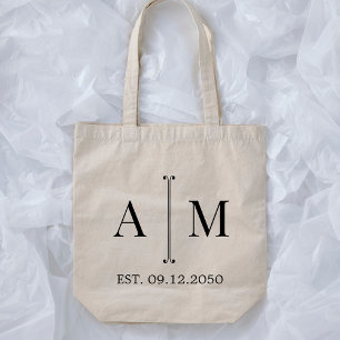 Monogram Simple Minimal Wedding Welcome Gift Tote Bag