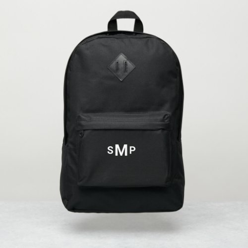 Monogram Simple Modern 3 Initials Custom Port Authority Backpack