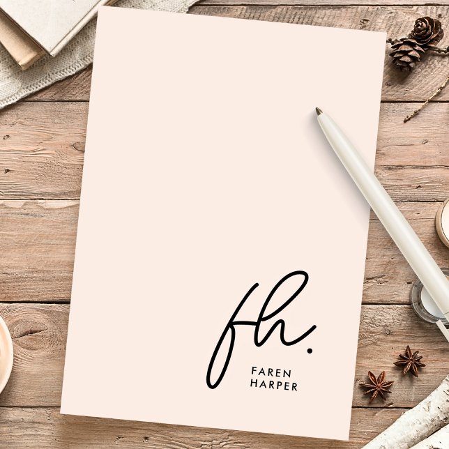 Monogram | Simple Modern Blush Pink Personalized Stationery (Creator Uploaded)