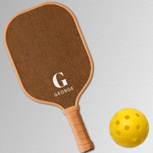 Monogram Simple Modern Bronze Denim Print Pickleball Paddle