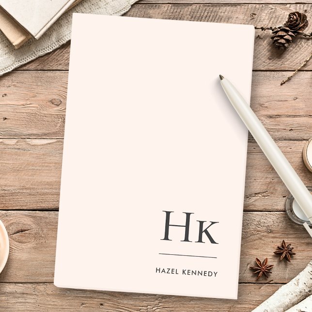 Monogram Simple Modern Chic Blush Pink Monogrammed Post-it Notes (Creator Uploaded)