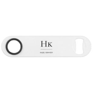 Monogram Simple Modern Elegant White Monogrammed Bar Key