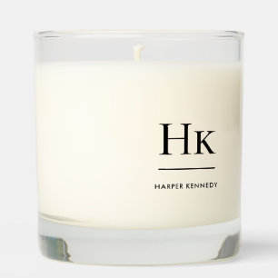 Monogram Simple Modern Elegant White Monogrammed Scented Candle
