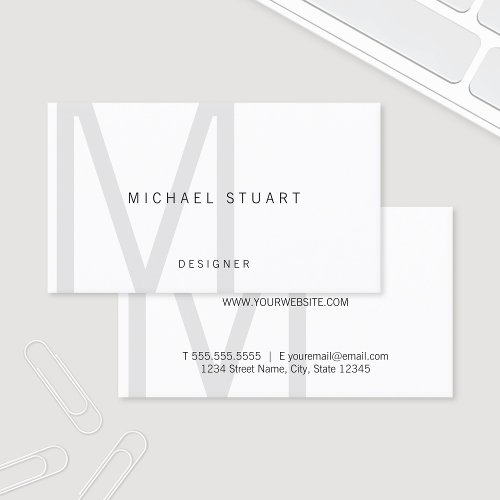 Monogram Simple Modern Minimalist White Business Card